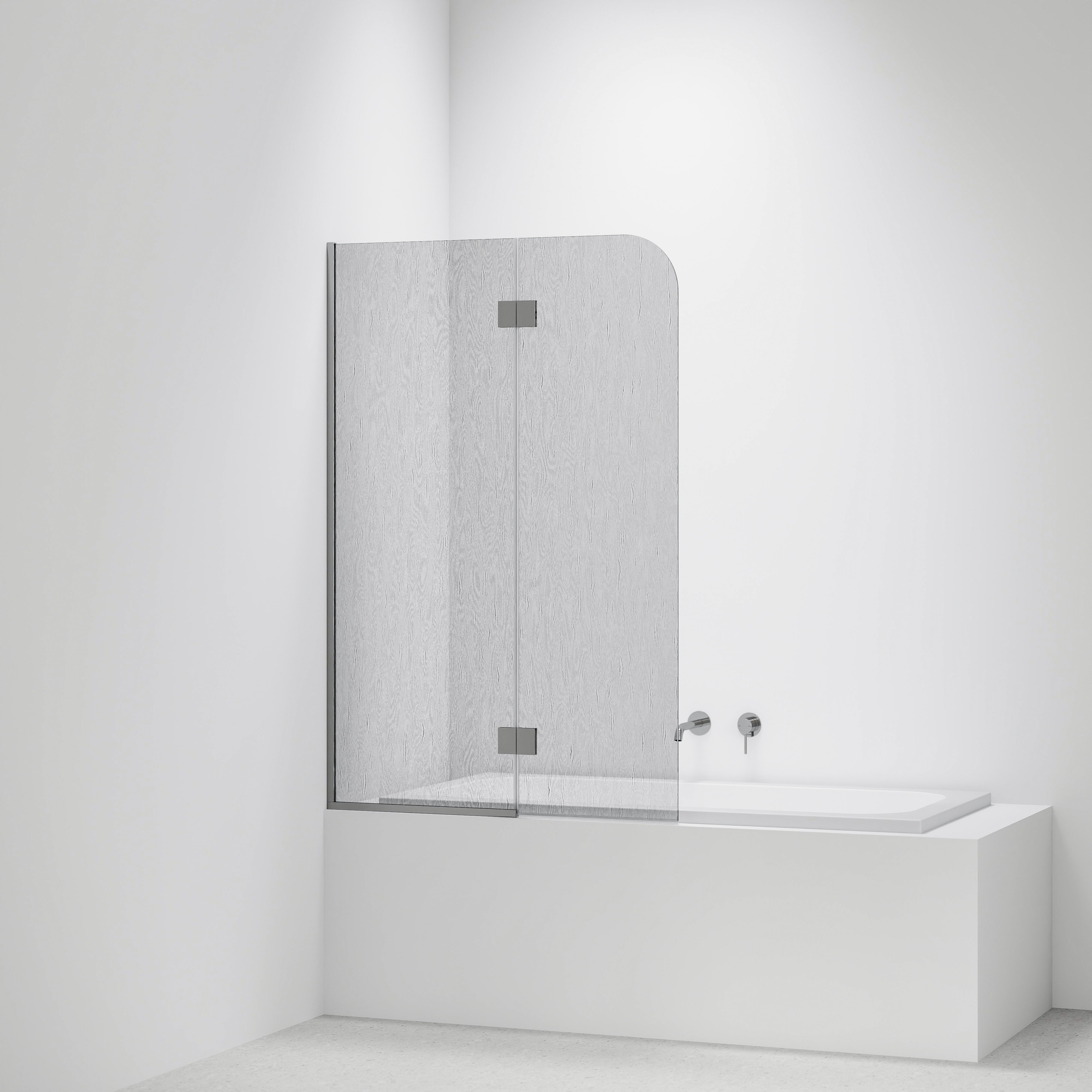 Allure-Patterned-Bath-Glass-Panel-Drop-In-Bath-With-Chrome-PVD-Channel-And-Hinges