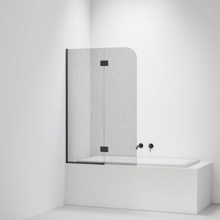 Allure-Patterned-Bath-Glass-Panel-Drop-In-Bath-With-Gunmetal-Pvd-Channel-And-Hinges