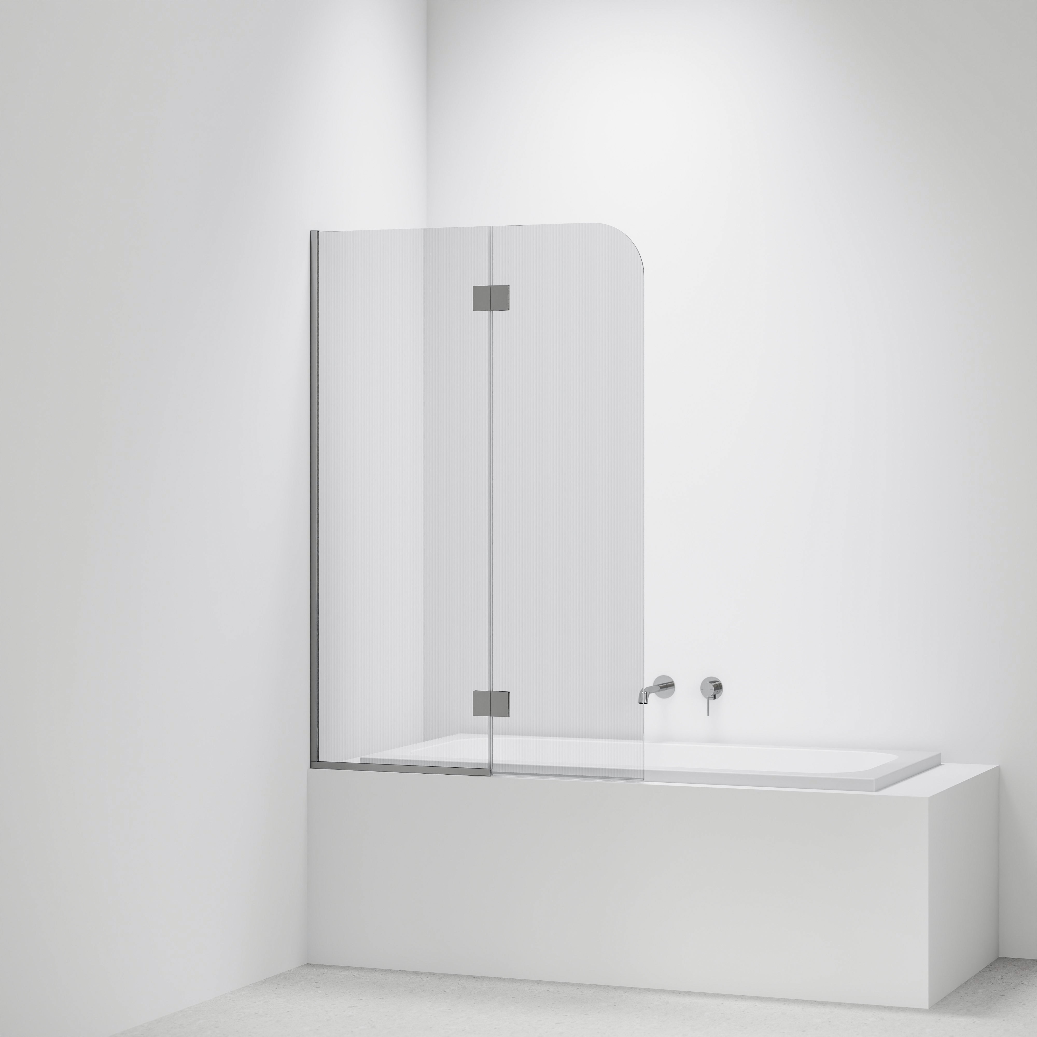 Pillar-Fluted-Bath-Glass-Panel-Drop-In-Bath-With-Chrome-Pvd-Channel-And-Hinges