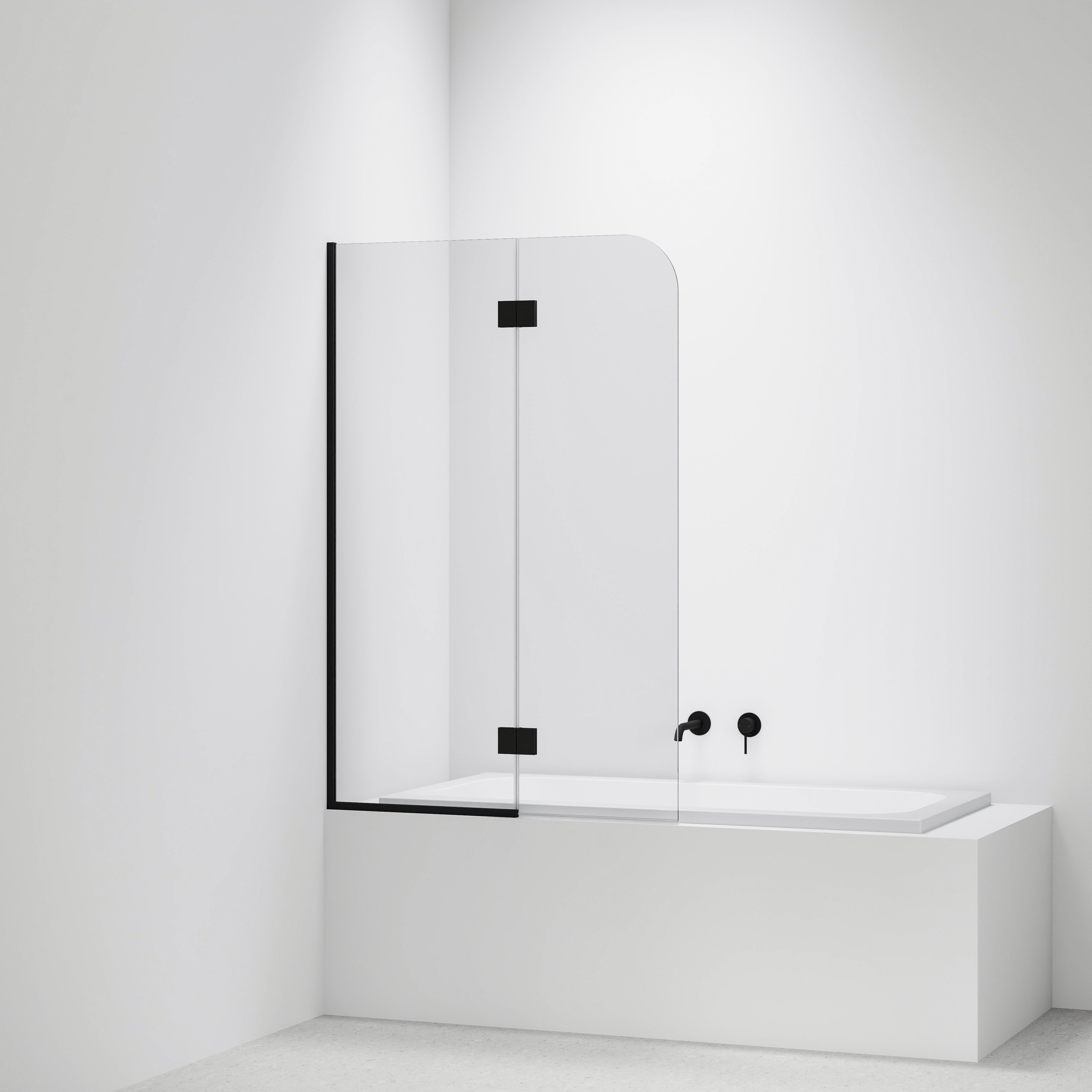 Super-Clear-Bath-Glass-Panel-Drop-In-Bath-With-Matte-Black-Pvd-Channel-And-Hinges