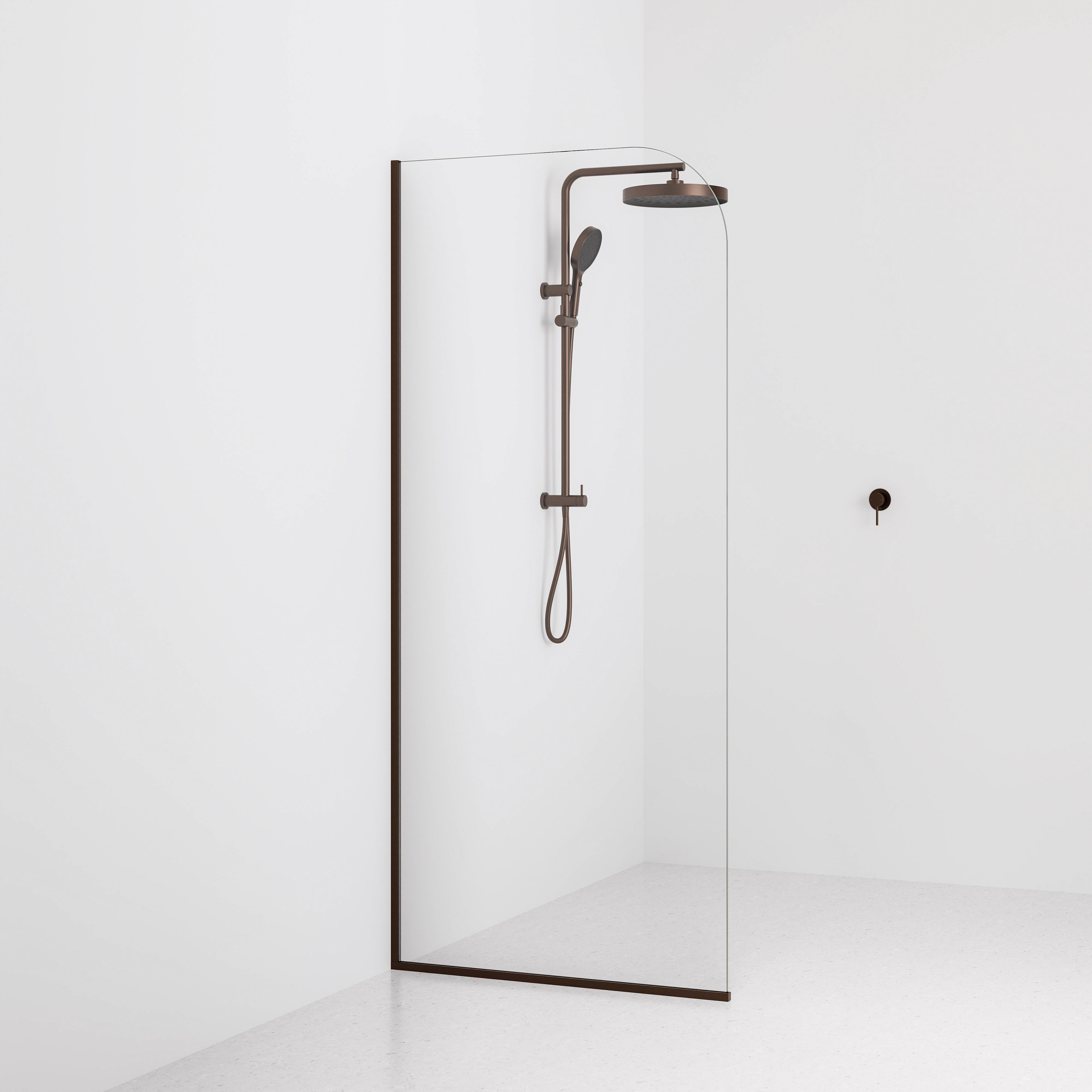 Code-Interiors-Clear-Shower-Glass-Panel-900-MM-With-Brushed-Bronze-Channel