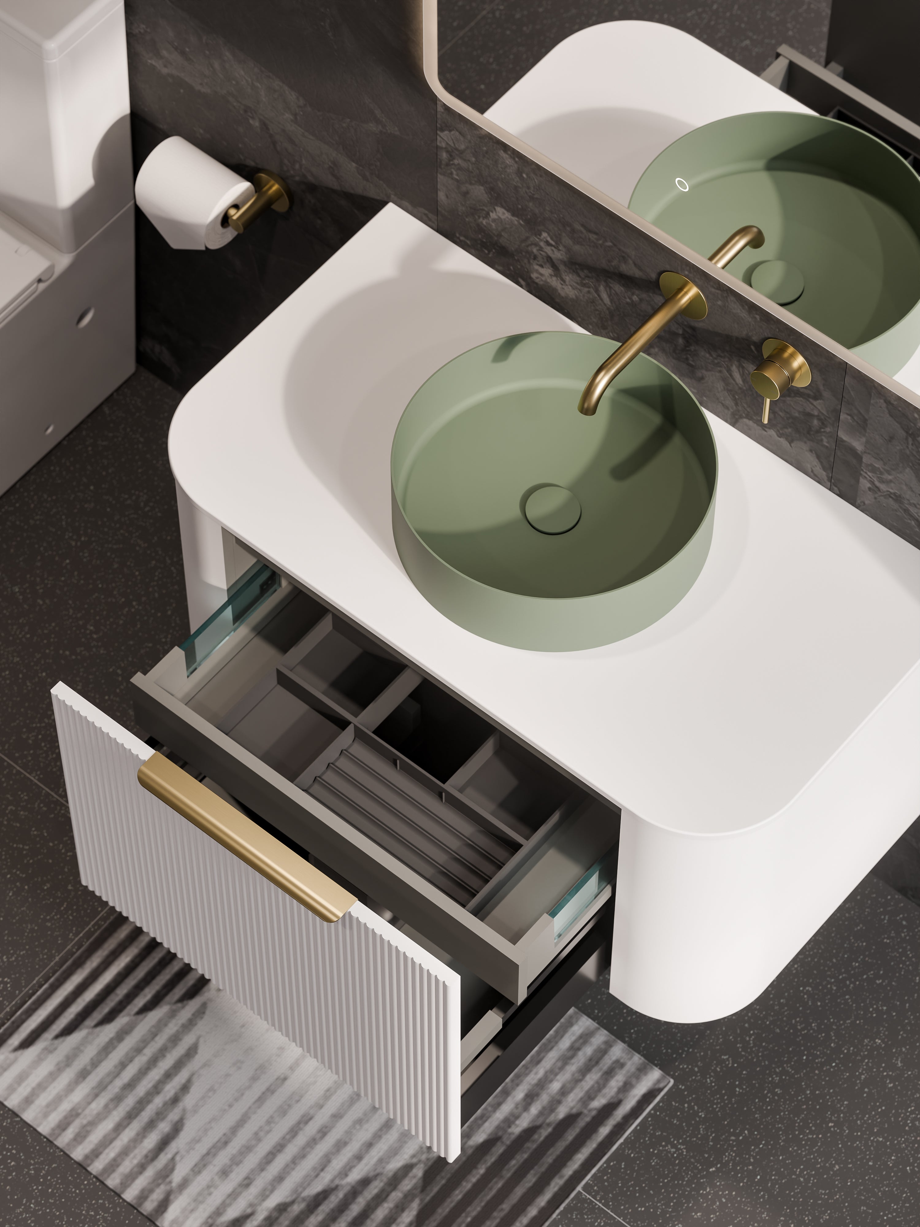 code-nature-900-pillar-vanity-range-matte-white-one-drawer