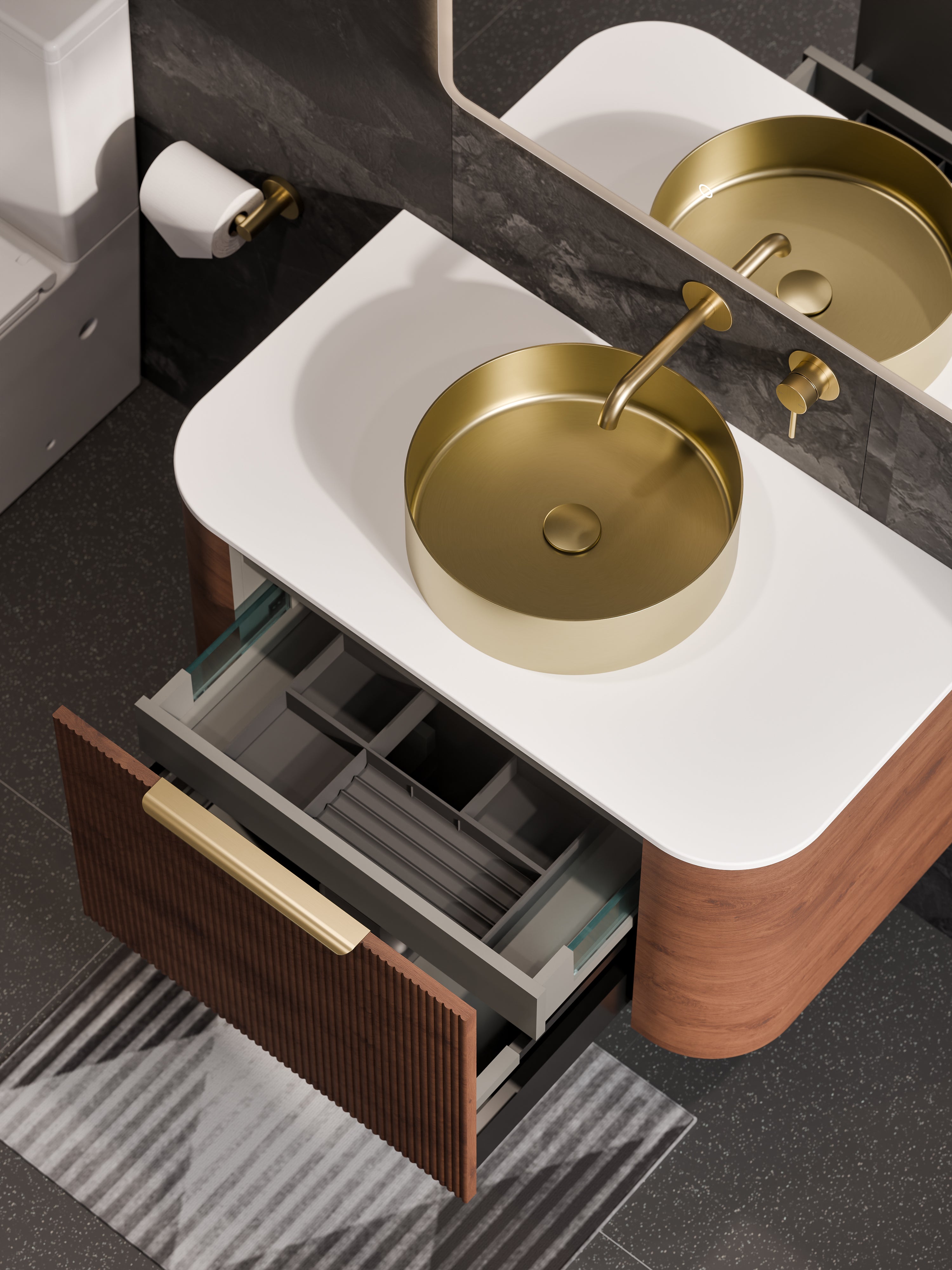 code-nature-900-pillar-vanity-range-walnut-one-drawer