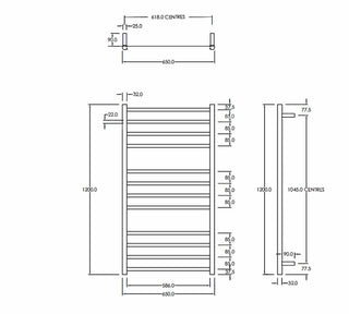ROUND HEATED TOWEL LADDER 1200X650MM - 6 COLOURS