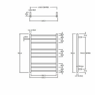 ROUND HEATED TOWEL LADDERS 900X650MM - 5 COLOURS