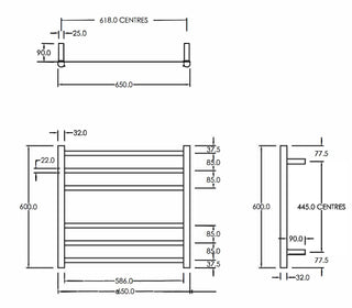 ROUND HEATED TOWEL LADDERS 600X650MM - 5 COLOURS