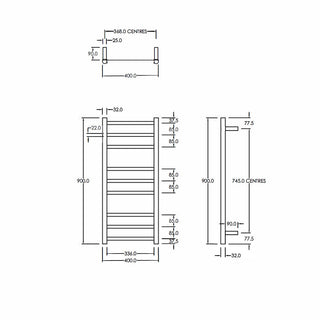 ROUND HEATED TOWEL LADDER 900X400MM - 2 COLOURS