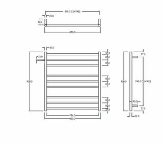 ROUND HEATED TOWEL LADDER 900X850MM - 2 COLOURS