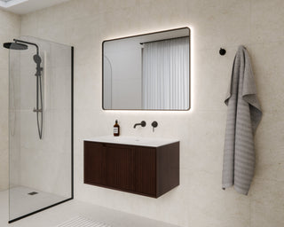 Aria-900-Vanity-Walnut-Ash-With-Rectangle-Aura-LED-Mirror-And-Nature-Tapware-Bathroom-Setting