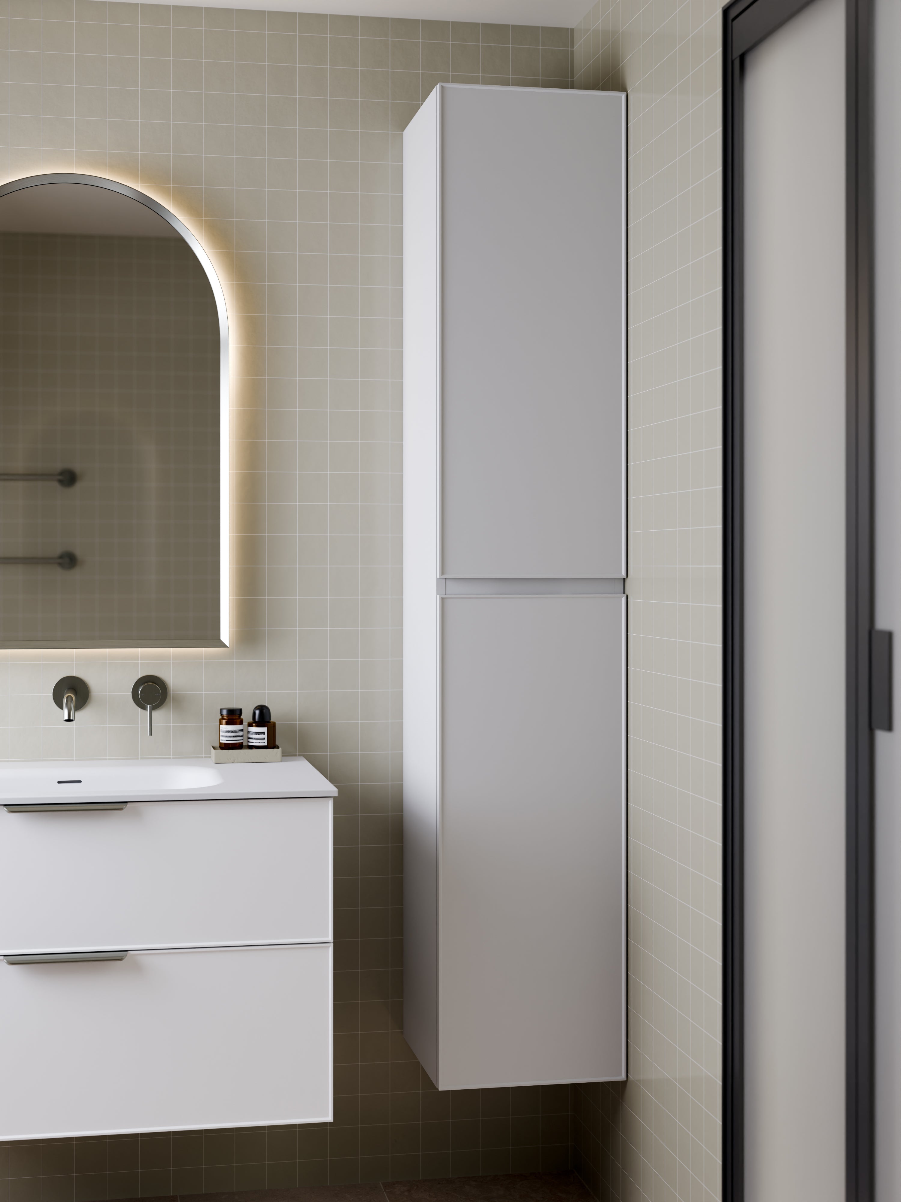 lineare-tower-vanity-axel-matte-white