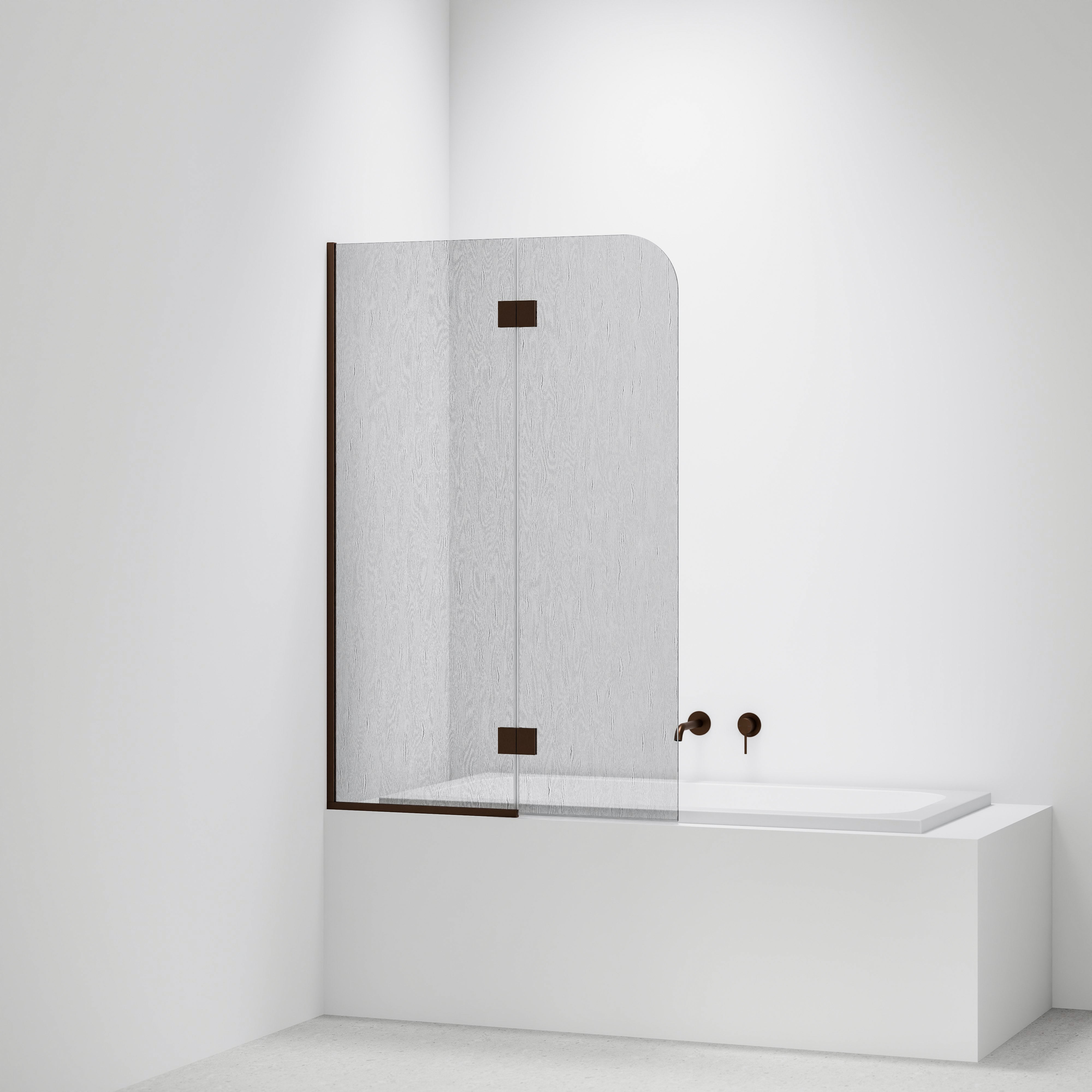 Allure-Patterned-Bath-Glass-Panel-Drop-In-Bath-With-Brushed-Bronze-Channel-And-Hinges
