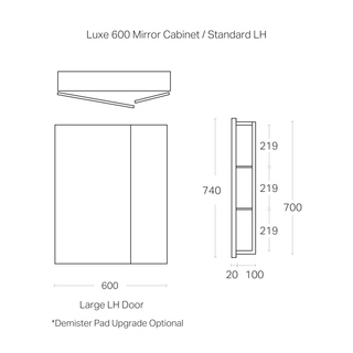 Luxe 600mm Mirror Cabinet | 2 Door