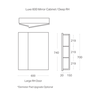 Luxe 600mm Mirror Cabinet | 2 Door