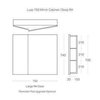 Luxe 750mm Mirror Cabinet | 2 Door