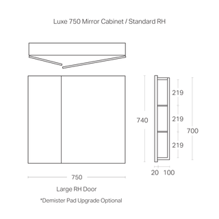 Luxe 750mm Mirror Cabinet | 2 Door
