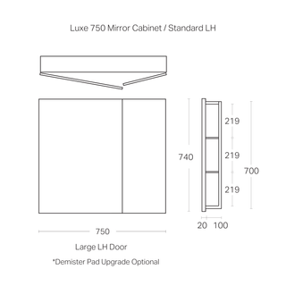Luxe 750mm Mirror Cabinet | 2 Door
