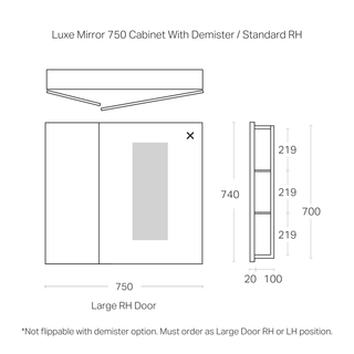 Luxe 750mm Mirror Cabinet With Demister | 2 Door