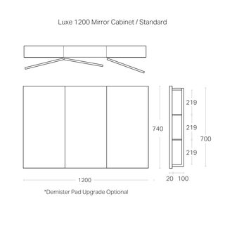 Luxe 1200mm Mirror Cabinet | 3 Door