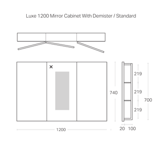 Luxe 1200mm Mirror Cabinet With Demister | 3 Door