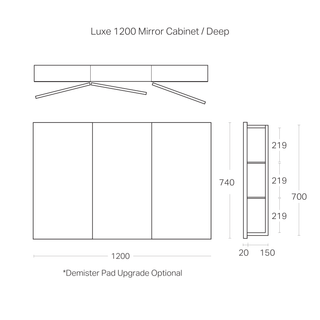 Luxe 1200mm Mirror Cabinet | 3 Door