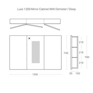 Luxe 1200mm Mirror Cabinet With Demister | 3 Door