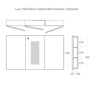 Luxe 1500mm Mirror Cabinet With Demister | 3 Door