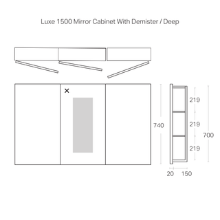 Luxe 1500mm Mirror Cabinet With Demister | 3 Door