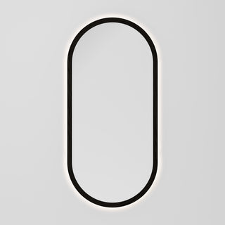 Sora Oval LED Mirror 500x1050 in Dark Ash finish
