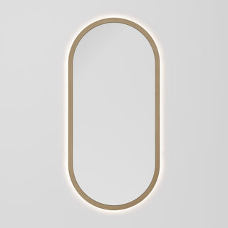 Sora Oval LED Mirror 500x1050 in Light Ash finish