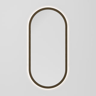 Sora Oval LED Mirror 500x1050 in Smoked Ash finish