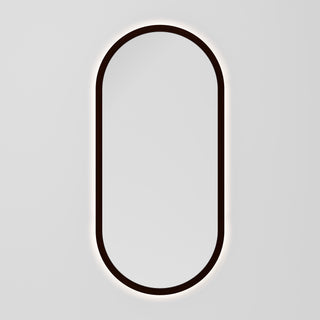Sora Oval LED Mirror 500x1050 in Walnut Ash finish