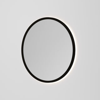 Sora Round LED Mirror 850 in Dark Ash finish, alternate view