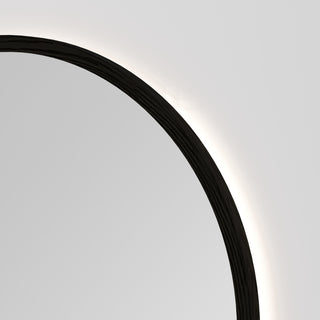 Sora Round LED Mirror 850 in Dark Ash finish, detail view