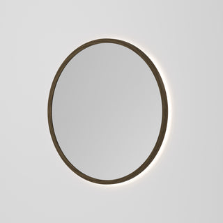 Sora Round LED Mirror 850 in Smoked Ash finish, alternate view