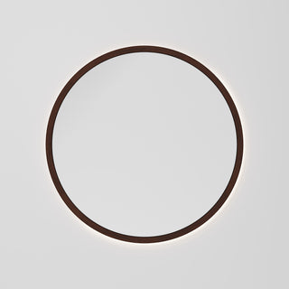 Sora Round LED Mirror 850 in Walnut Ash finish
