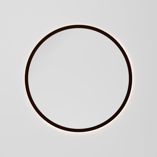 Sora Round LED Mirror 850 in Walnut Ash finish
