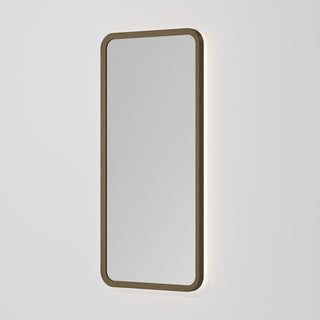 Sora Rectangle LED Mirror 500x1050 in Smoked Ash finish, alternate view