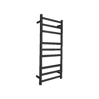 ELITE ROUND HEATED TOWEL LADDER 900X400MM BLACK
